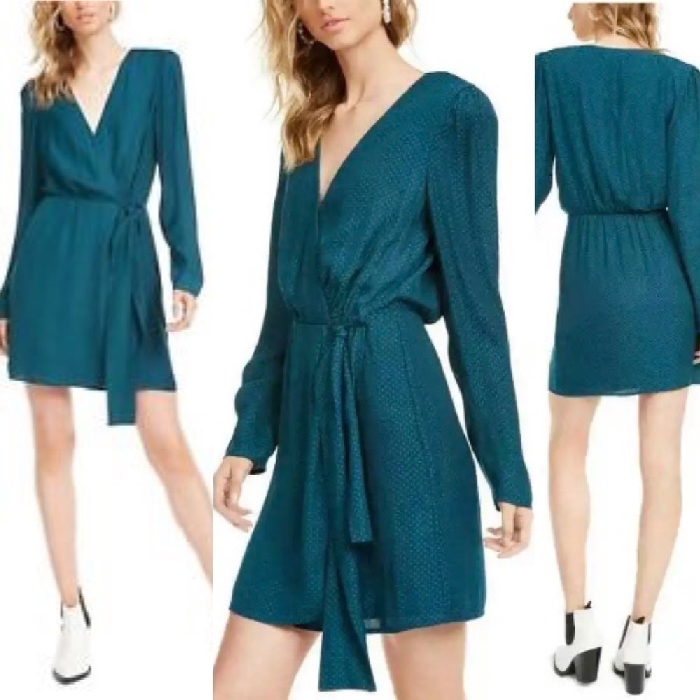 Leyden New With Tags Women’s Green Dotted Mini Wrap Dress Size XL